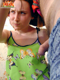 Photos of an innocent teen getting seduced by an older man and sucking his erected dick